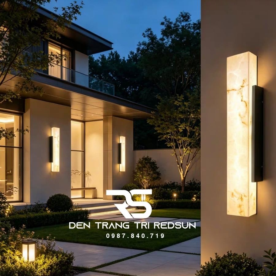 Đèn Tường Giả Đá Cẩm Thạch Trang Trí Ngoài Trời Nhà Hàng, Khách Sạn, Biệt Thự, Sân Vườn DTOD-006