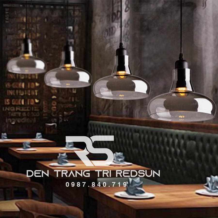 Đèn Thả Bàn Ăn Hiện Đại Bắc Âu Choá Thuỷ Tinh Đen Khói CDT-L017