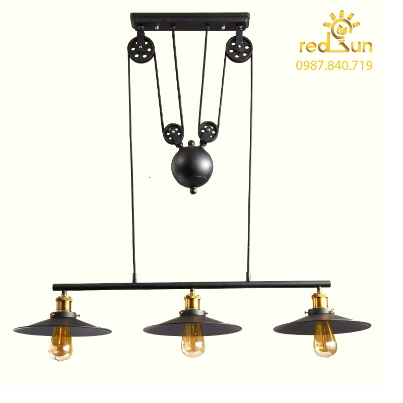 Đèn chùm decor ròng rọc 3 chóa DC-09