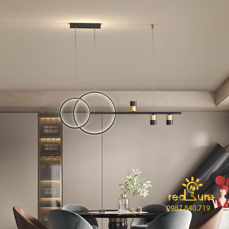 ĐÈN THẢ NGANG 2 VÒNG LED 3 RỌI MỚI DC-43