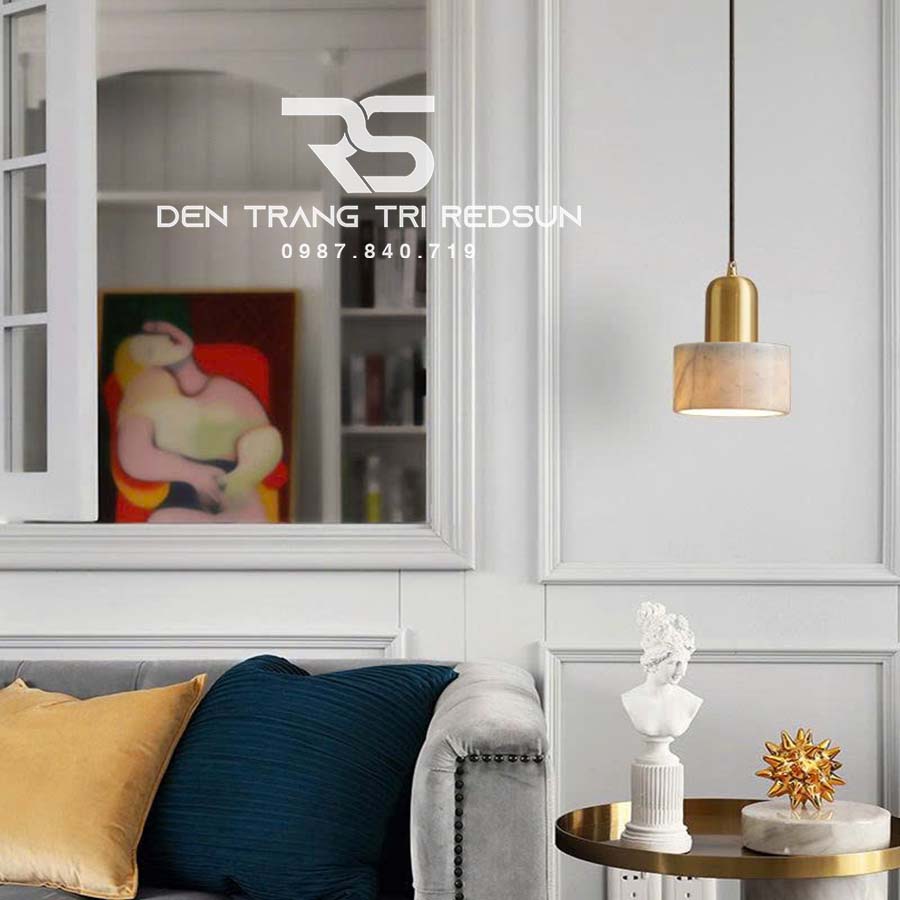 Đèn Thả Bàn Ăn, Bàn Đảo Hiện Đại Chất Liệu Đá Cẩm Thạch Trắng CDT-1011