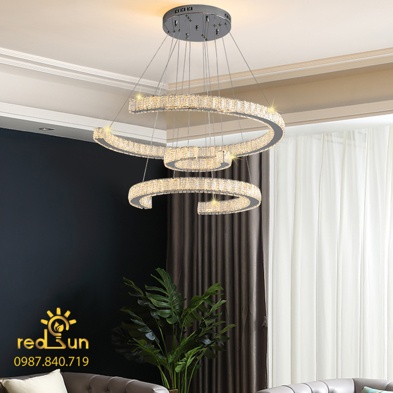 Đèn thả 3 vòng chứ C pha lê nghệ thuật DC-C7652