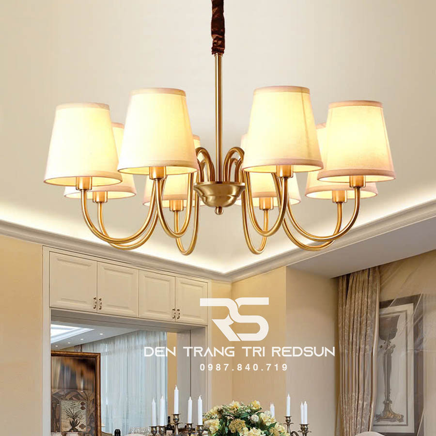 Đèn Chùm Phòng Khách Hiện Đại Phong Cách Indochine Khung Đồng DC-1027