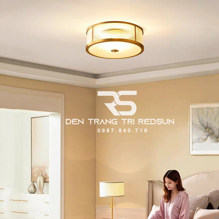 Đèn Ốp Trần Phòng Khách, Phòng Ngủ Phong Cách Indochine Chất Liệu Thuỷ Tinh IDC-014