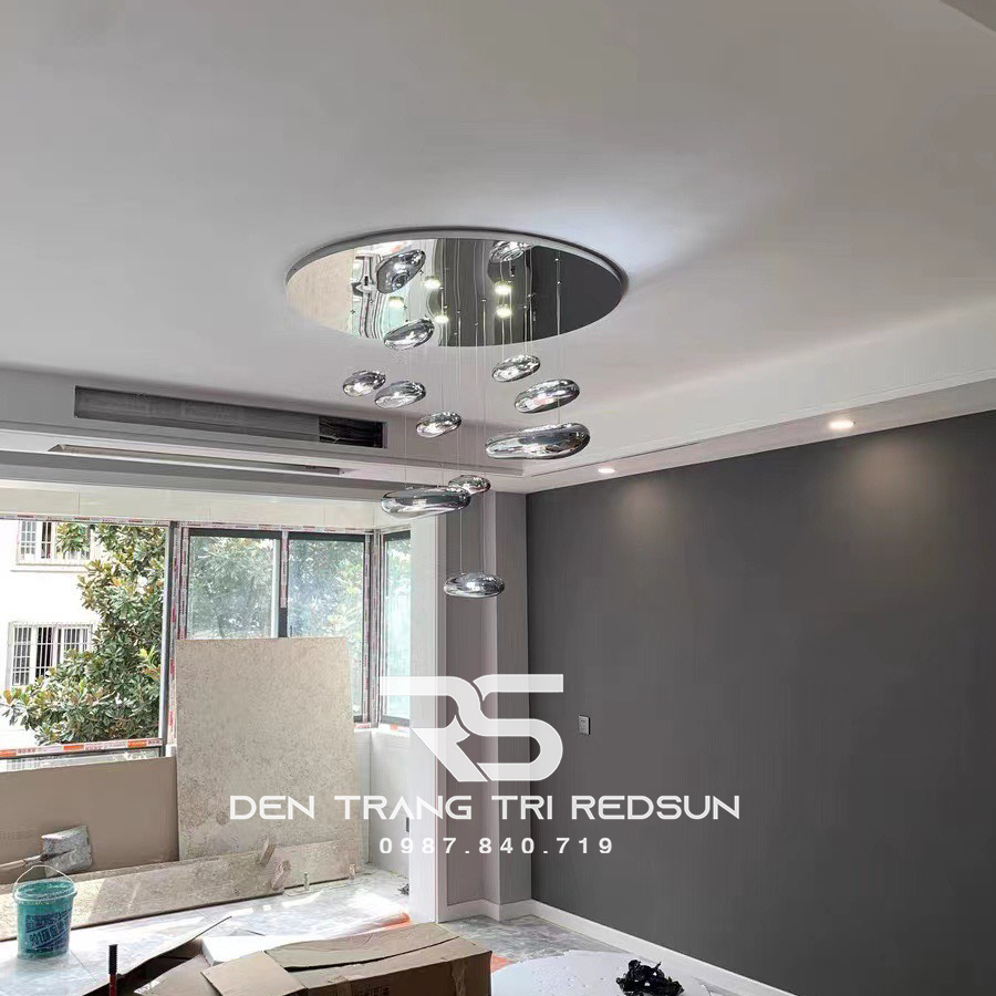 Đèn Thả Phòng Khách Hiện Đại Thuỷ Tinh Giọt Nước Đen Phong Cách Italia DC-T080