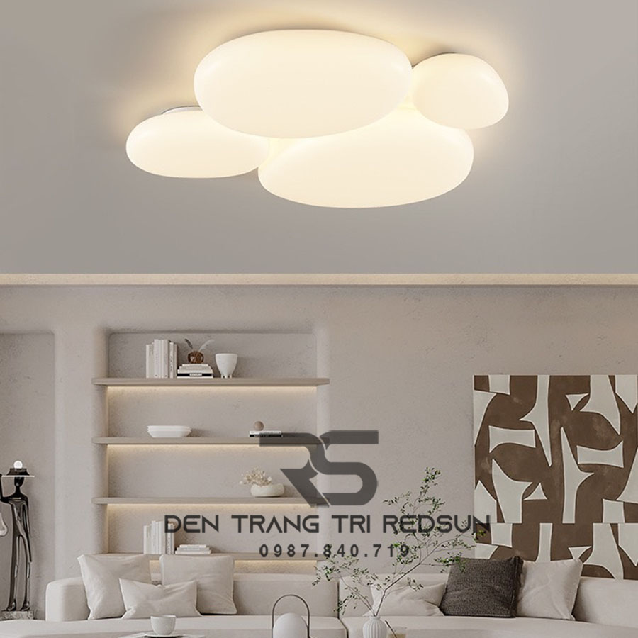Đèn Mâm Ốp Trần Hiện Đại Phòng Khách, Phòng Ngủ Phong Cách Bắc Âu Chất Liệu Mica OT-016