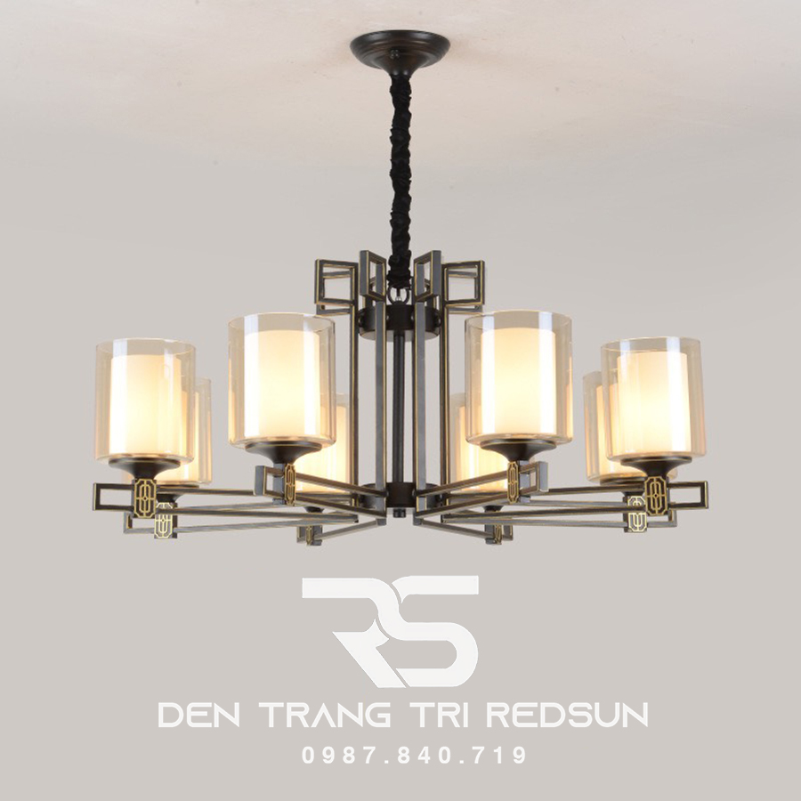 Đèn Chùm Phòng Khách Hiện Đại Phong Cách Indochine Choá Thuỷ Tinh IDC-002