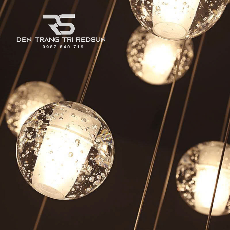Đèn Thả Trần Hiện Đại Bocci Lắp Thông Tầng  Cầu Thang, Phòng Khách, Bàn Ăn Chất Liệu Pha Lê HTK009