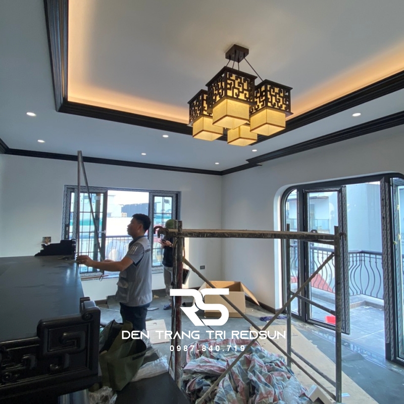 Đèn Chùm Gỗ Lắp Phòng Thờ DPT-001