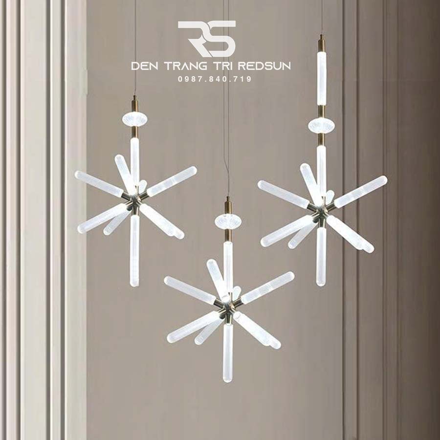 Đèn Chùm Trang Trí Phòng Khách, Phòng Ăn, Phòng Ngủ Ống Thủy Tinh Hình Sao DC-T105