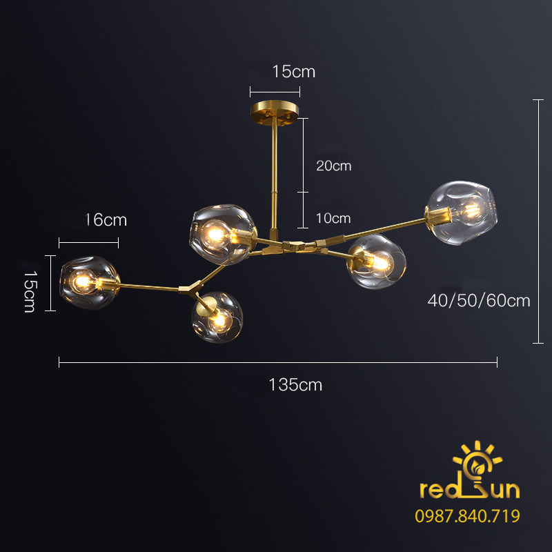 Đèn chùm nghệ thuật Lindsey 5 bóng DC-165