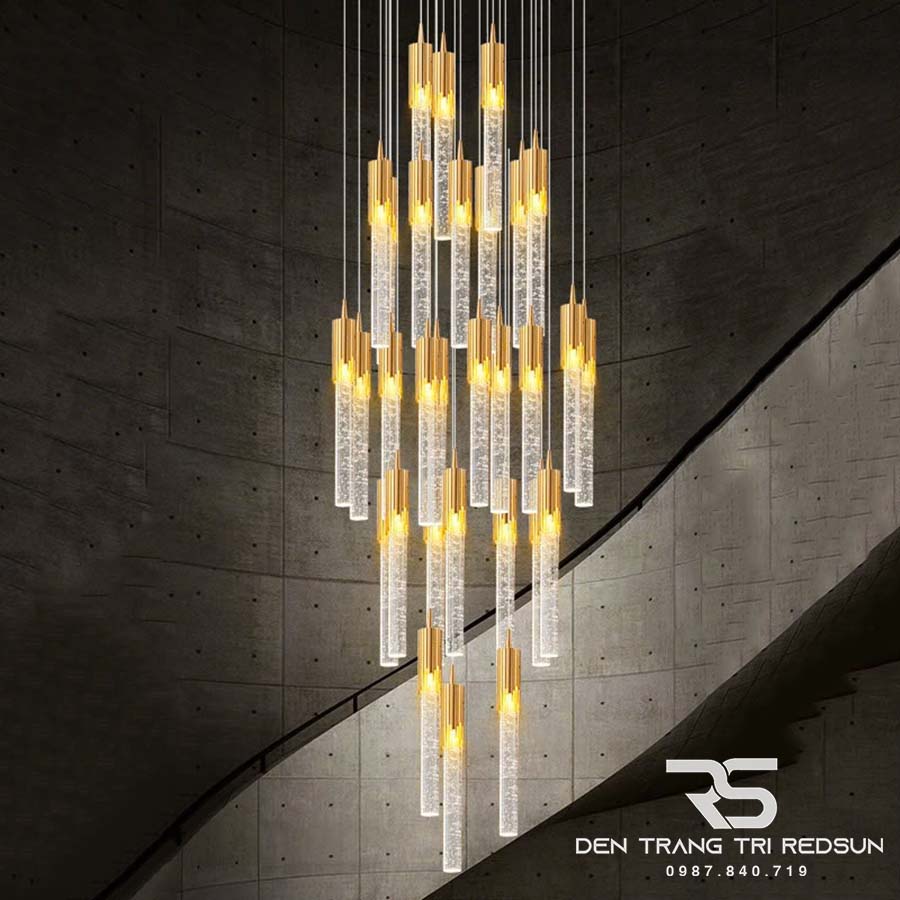 Đèn Thả Pha Lê Hiện Đại Lắp Thông Tầng Cầu Thang, Phòng Khách, Bàn Ăn HTK075