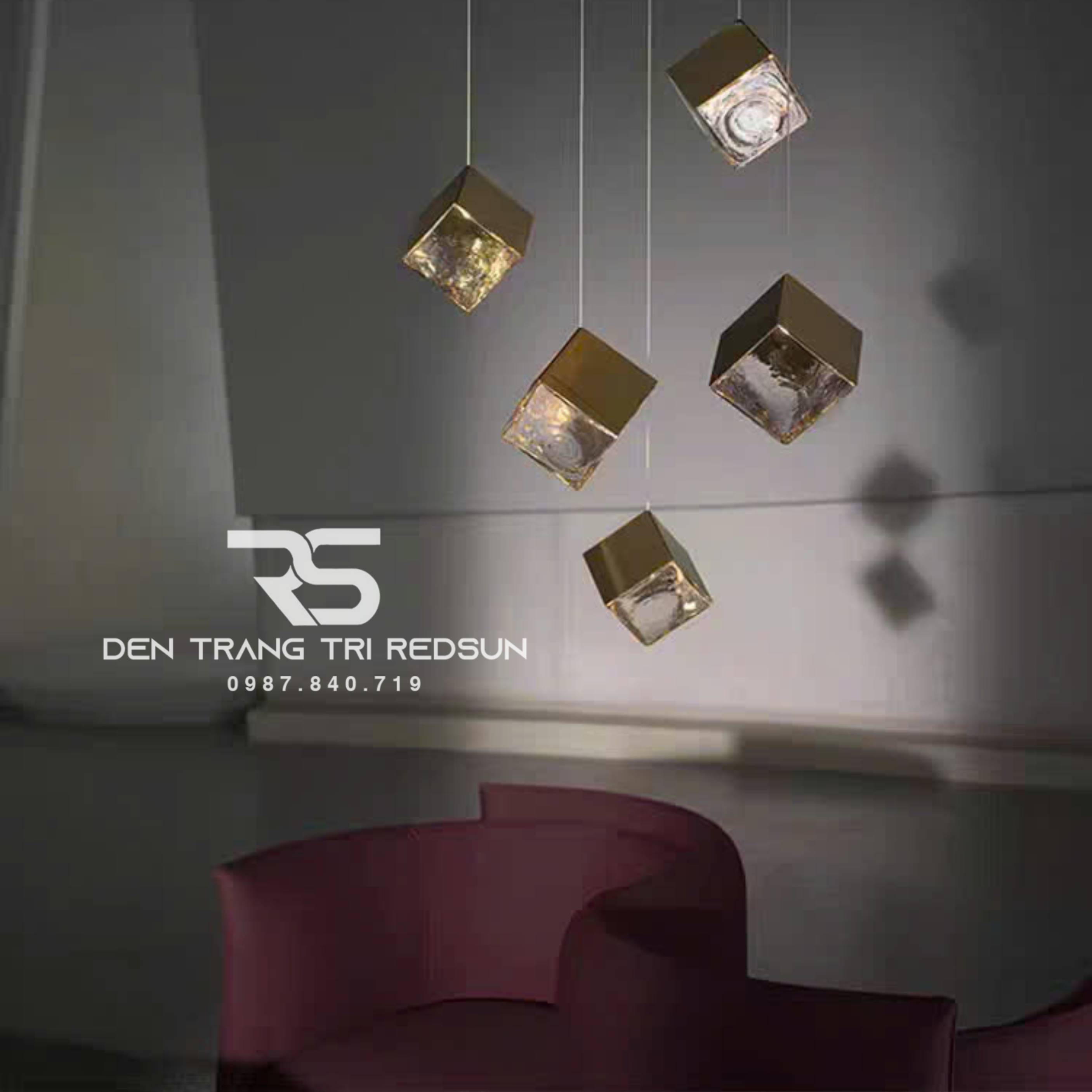 Đèn Thả Thông Tầng Cầu Thang, Phòng Khách, Bàn Ăn Hiện Đại Khối Vuông HTK-NK002