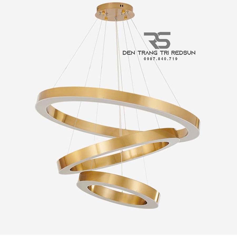 Đèn Thả Phòng Khách Hiện Đại Bắc Âu 3 Vòng Inox Bản 5cm-468