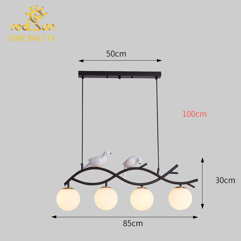 ĐÈN THẢ NGANG 2 CHIM 4 CHÓA MỚI DC-2403
