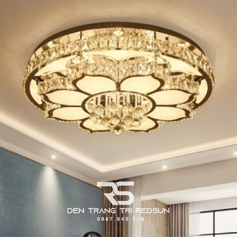 Đèn Mâm Mica Pha Lê Ốp Trần Phòng Khách Hiện Đại MKPL-05