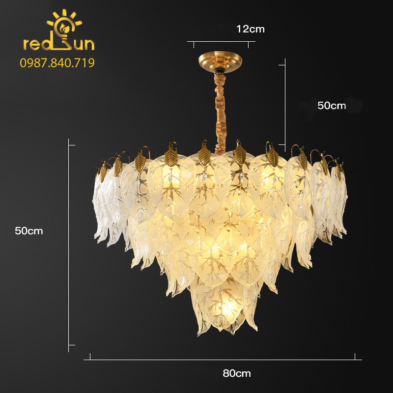 Đèn chùm pha lê lá trắng phong cách Bắc Âu DC-2902 [L9004 (HT)]