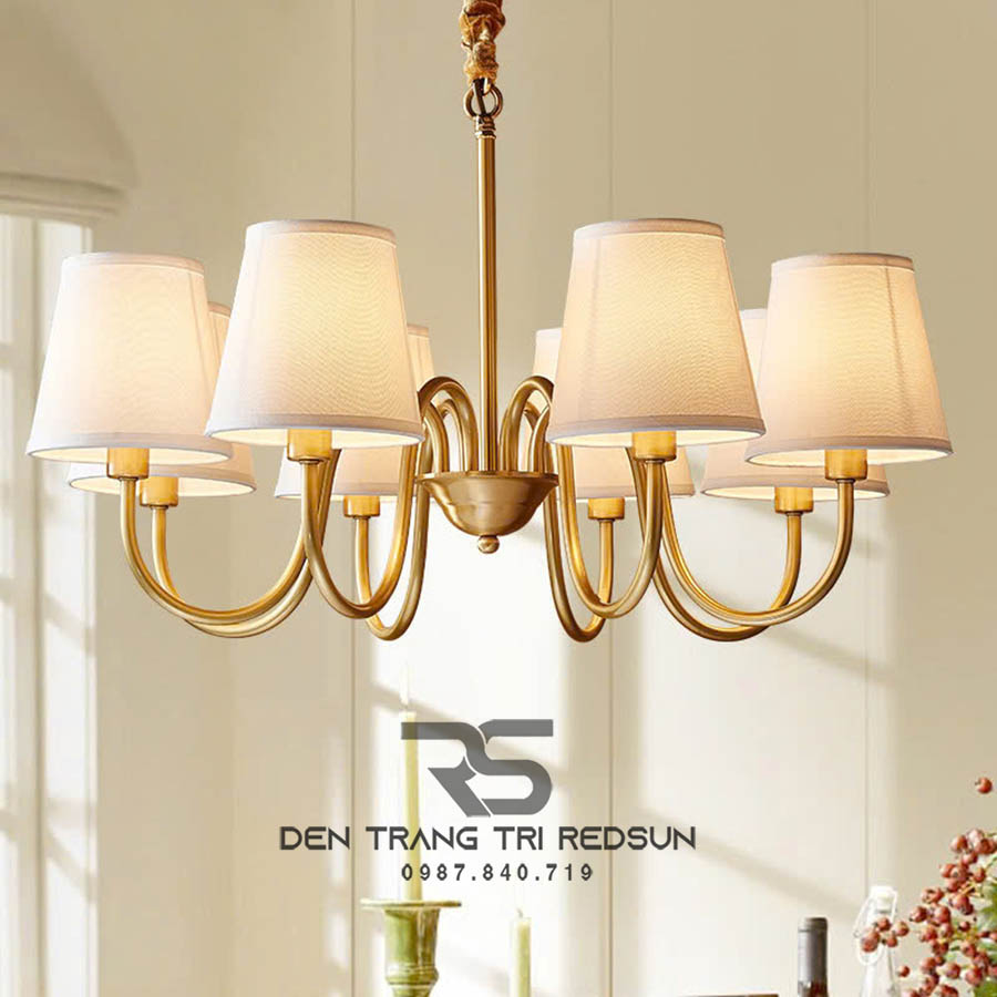 Đèn Chùm Phòng Khách Hiện Đại Phong Cách Indochine Khung Đồng DC-1027