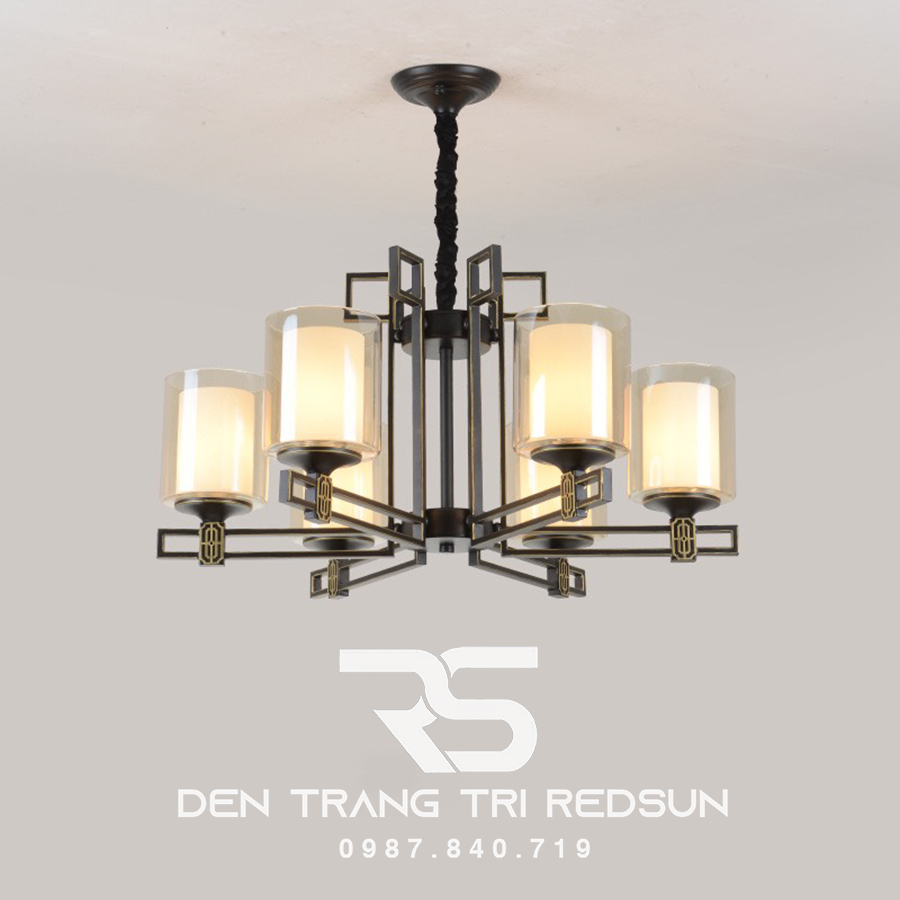 Đèn Chùm Phòng Khách Hiện Đại Phong Cách Indochine Choá Thuỷ Tinh IDC-002