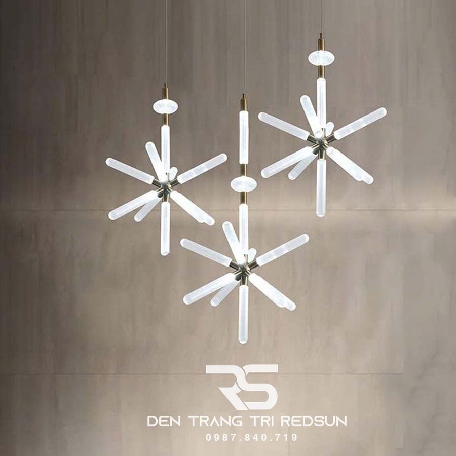 Đèn Chùm Trang Trí Phòng Khách, Phòng Ăn, Phòng Ngủ Ống Thủy Tinh Hình Sao DC-T105