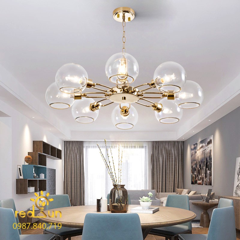 Đèn chùm Nordic chóa thủy tinh trong DC-T053