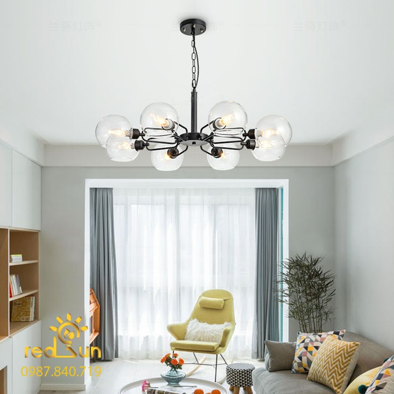 Đèn chùm Nordic chóa thủy tinh trong DC-T053