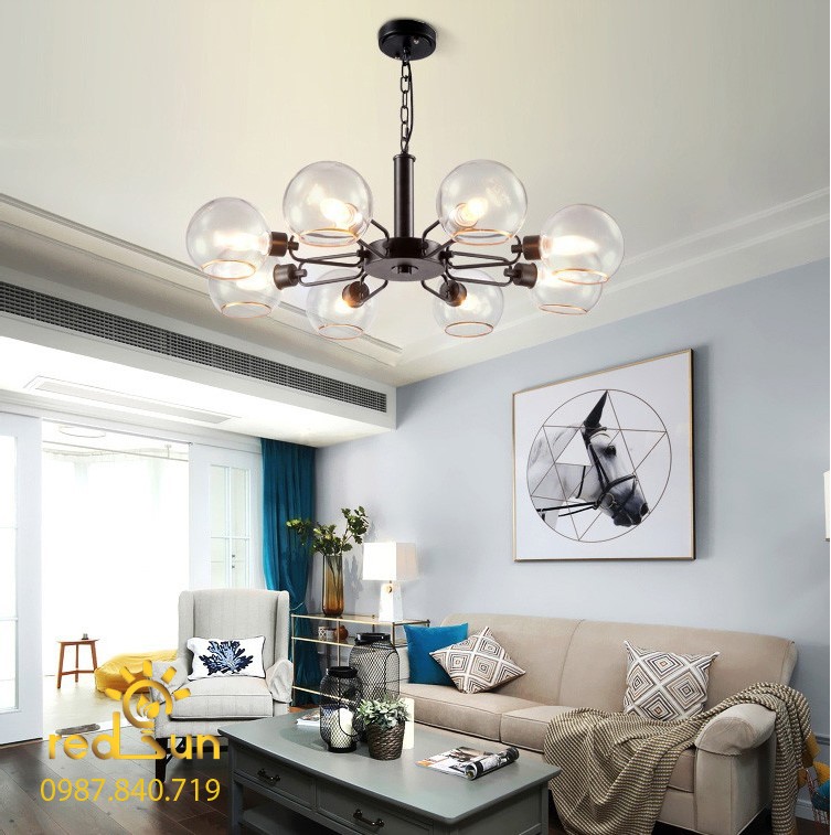 Đèn chùm Nordic chóa thủy tinh trong DC-T053