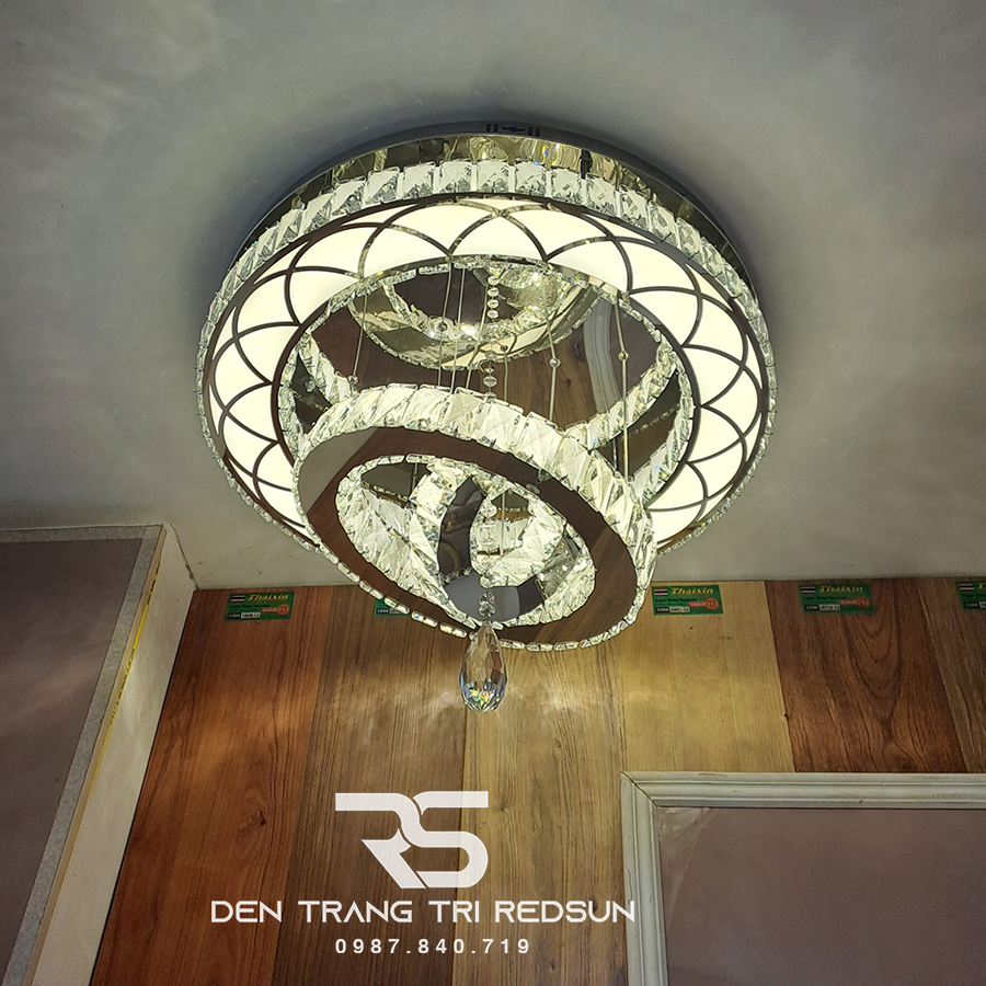 Đèn Mâm Mica Pha Lê Ốp Trần Phòng Khách Hiện Đại MKPL-06