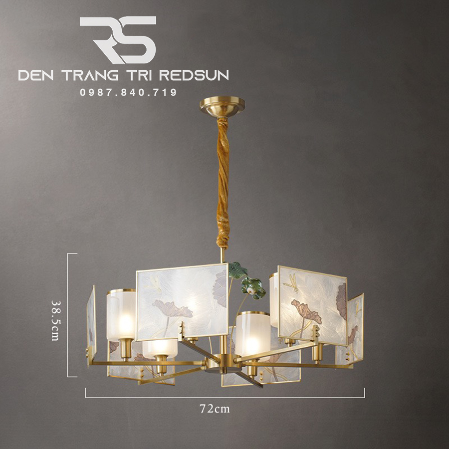 Đèn Chùm Phòng Khách Hiện Đại Phong Cách Indochine Choá Thuỷ Tinh IDC-003