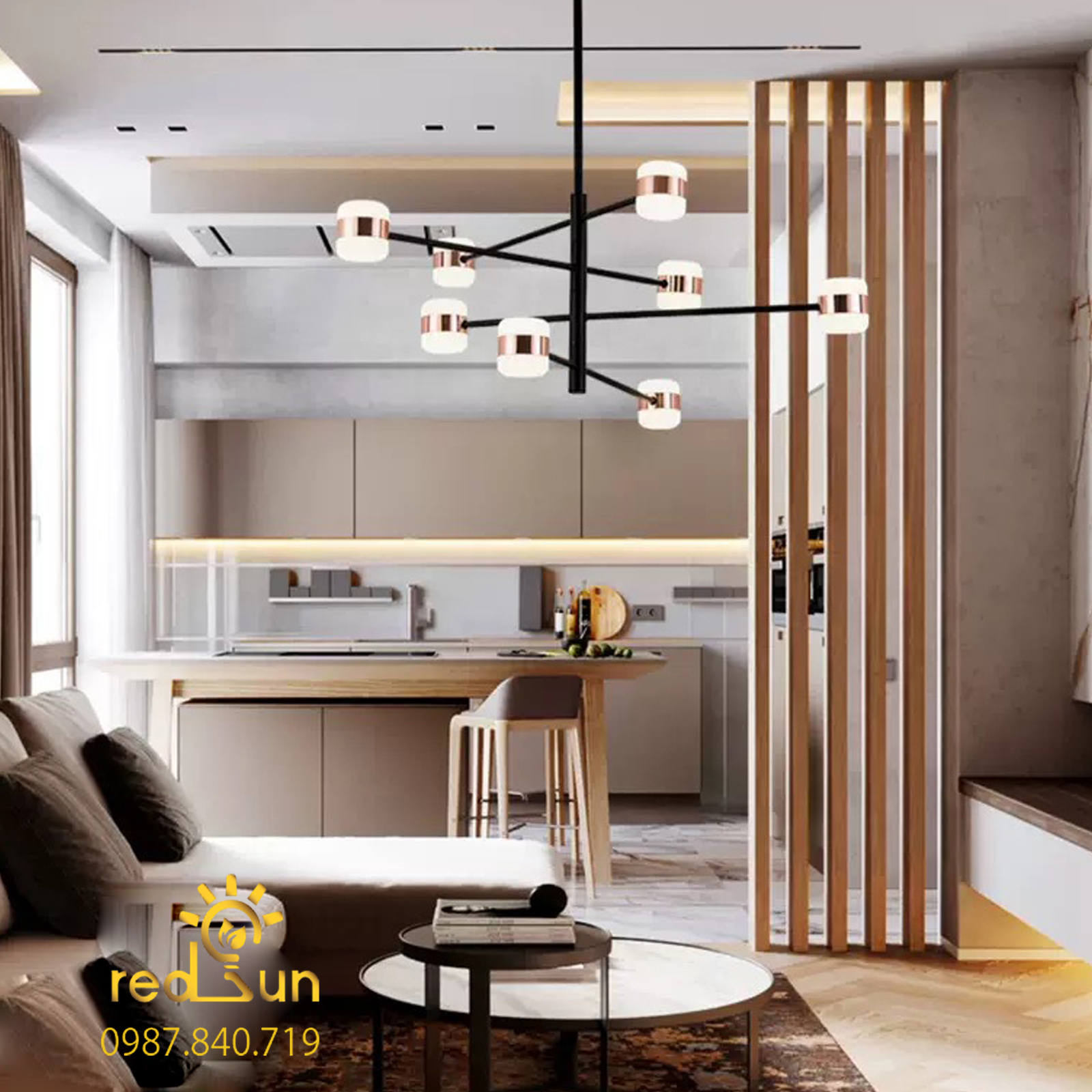 Đèn chùm Nordic thân xoay chóa trụ DC-T019