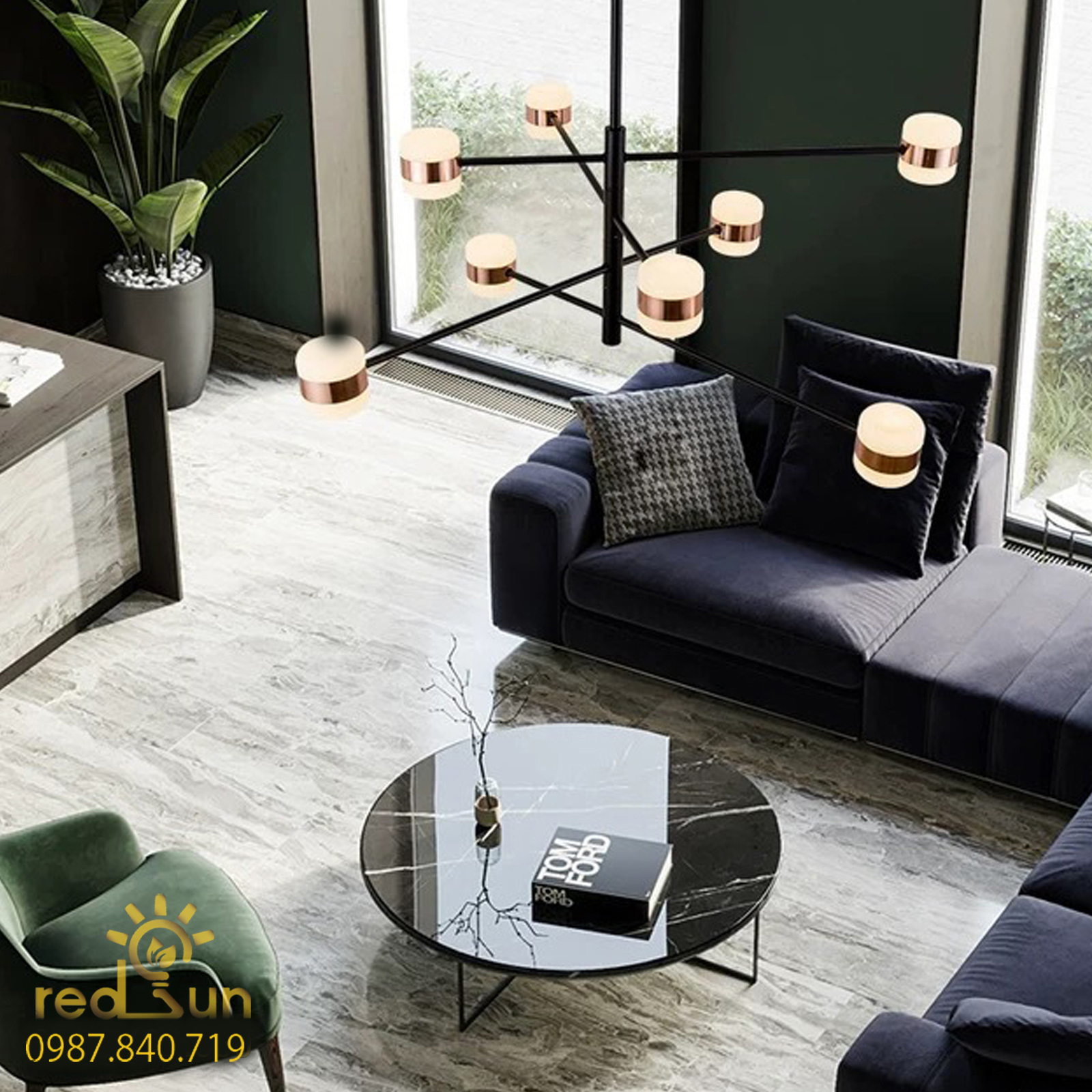 Đèn chùm Nordic thân xoay chóa trụ DC-T019