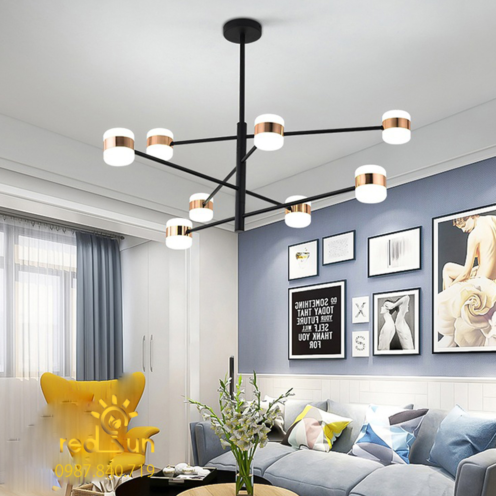 Đèn chùm Nordic thân xoay chóa trụ DC-T019