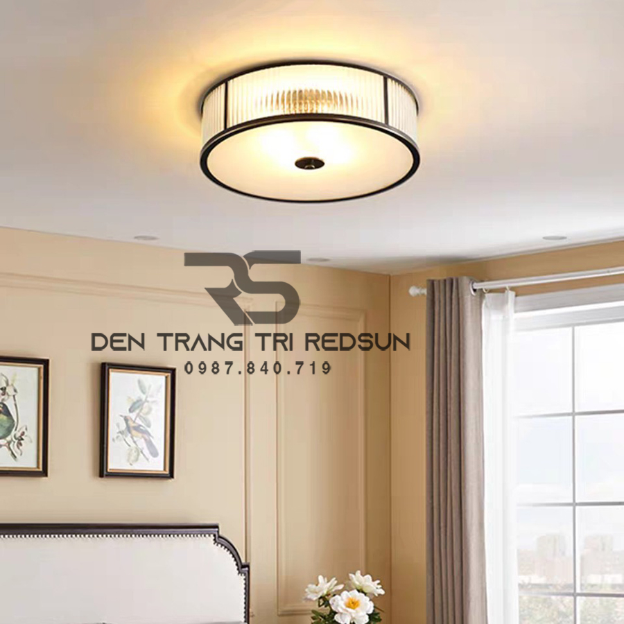 Đèn Ốp Trần Phòng Khách, Phòng Ngủ Phong Cách Indochine Chất Liệu Thuỷ Tinh IDC-014