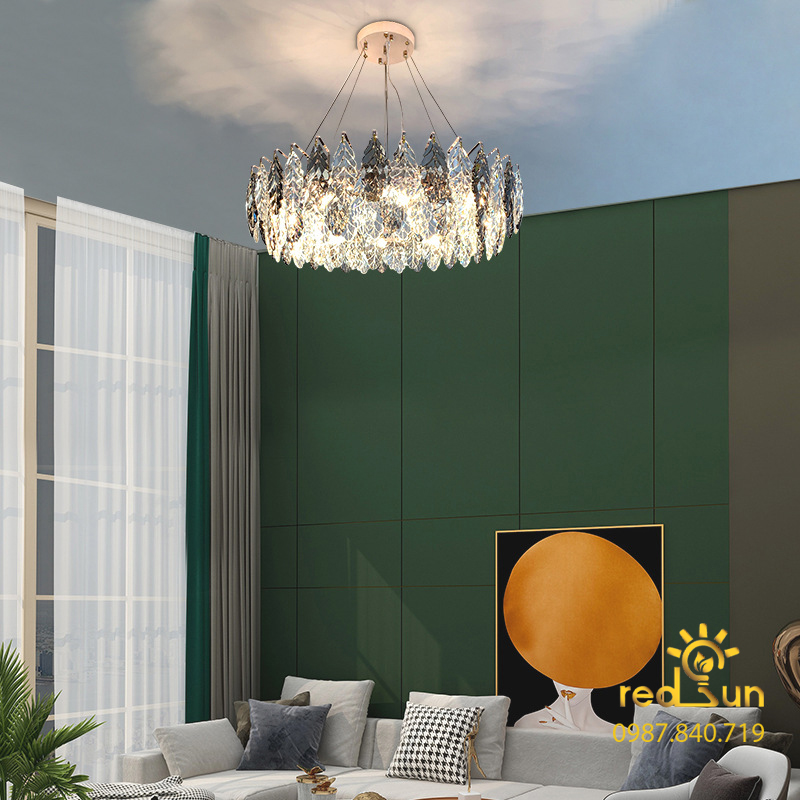 Đèn chùm lá pha lê cao cấp phong cách Bắc Âu DC-2910