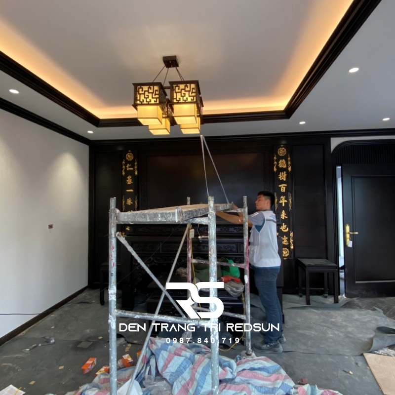 Đèn Chùm Gỗ Lắp Phòng Thờ DPT-001