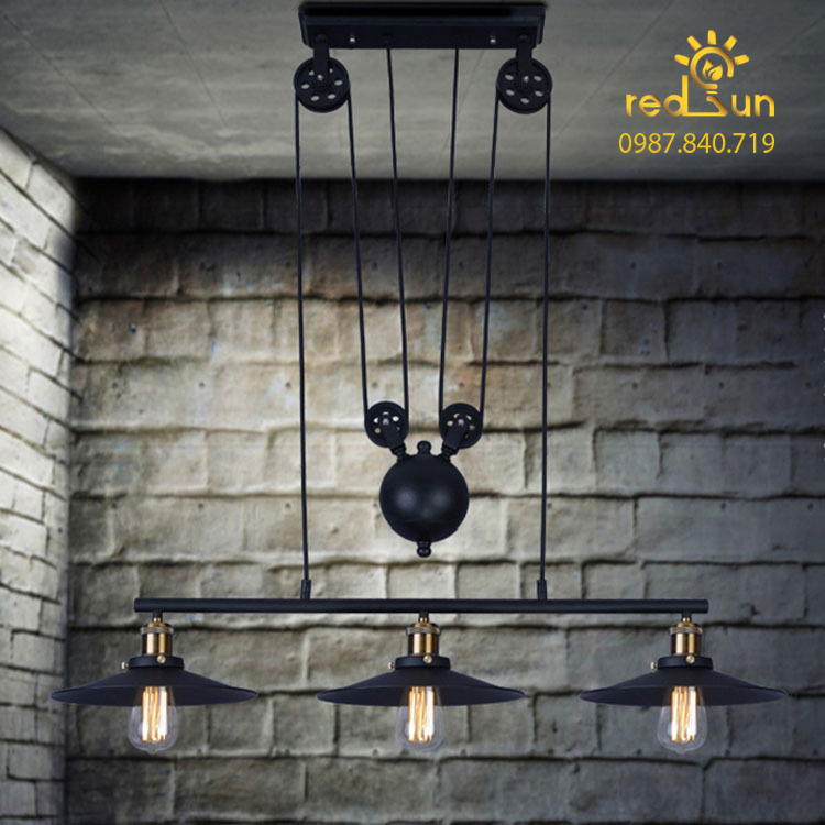 Đèn chùm decor ròng rọc 3 chóa DC-09