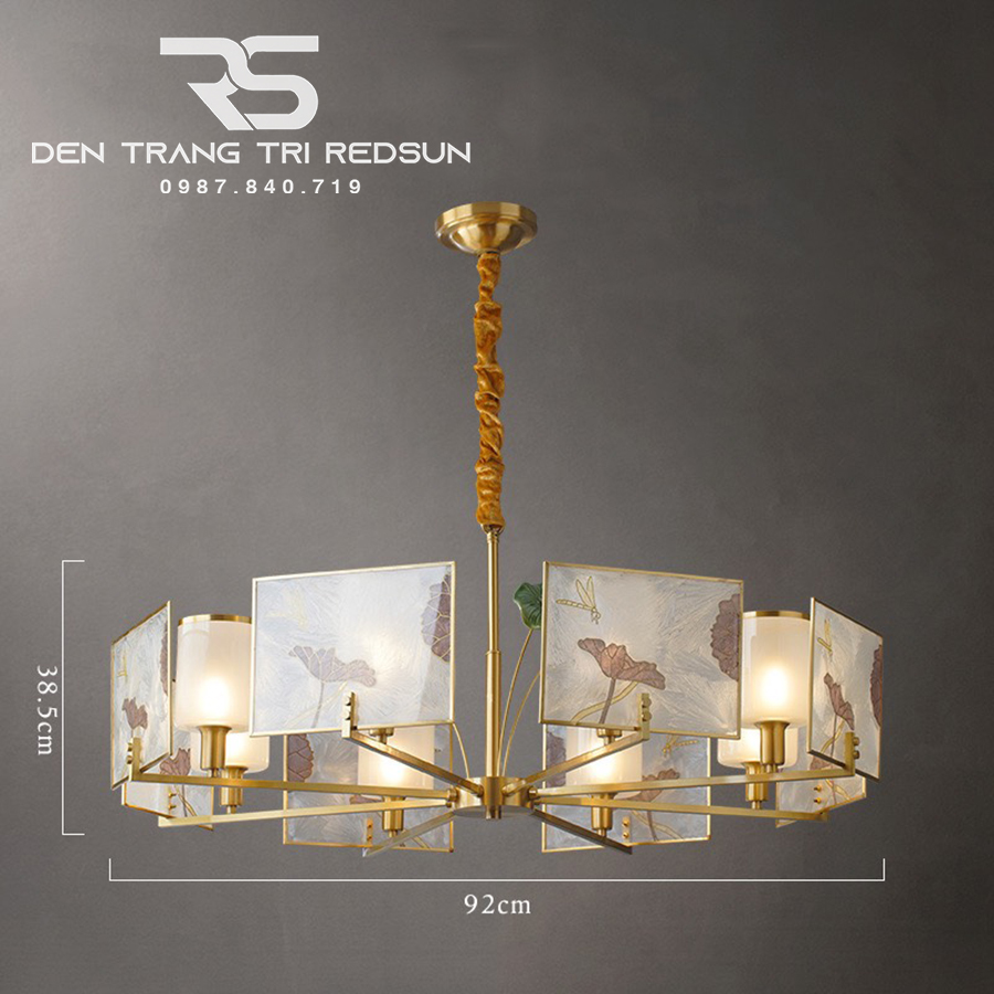 Đèn Chùm Phòng Khách Hiện Đại Phong Cách Indochine Choá Thuỷ Tinh IDC-003