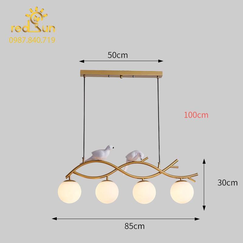 ĐÈN THẢ NGANG 2 CHIM 4 CHÓA MỚI DC-2403