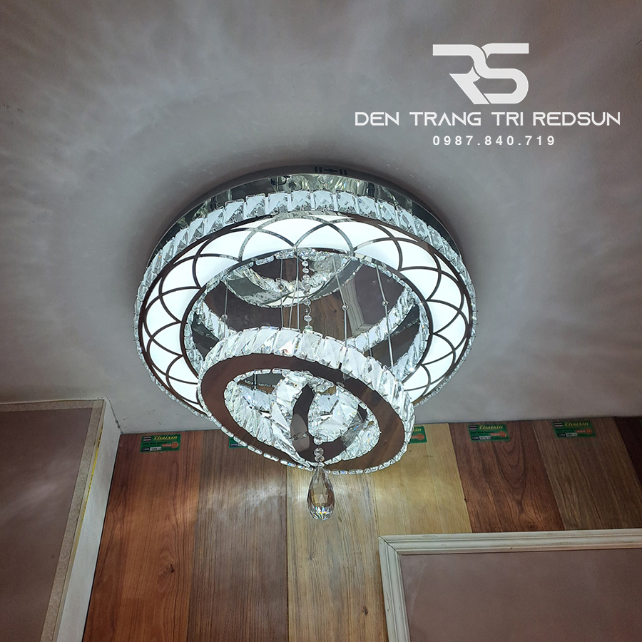 Đèn Mâm Mica Pha Lê Ốp Trần Phòng Khách Hiện Đại MKPL-06
