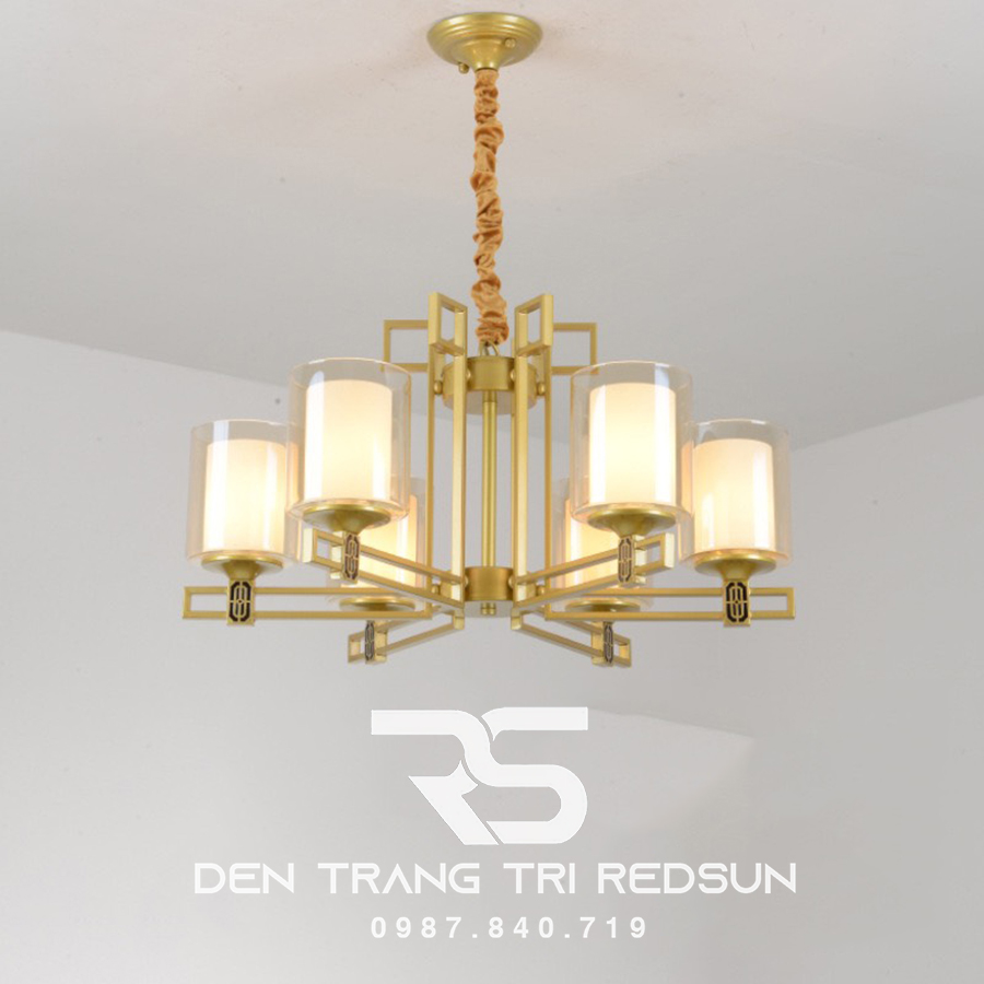 Đèn Chùm Phòng Khách Hiện Đại Phong Cách Indochine Choá Thuỷ Tinh IDC-002