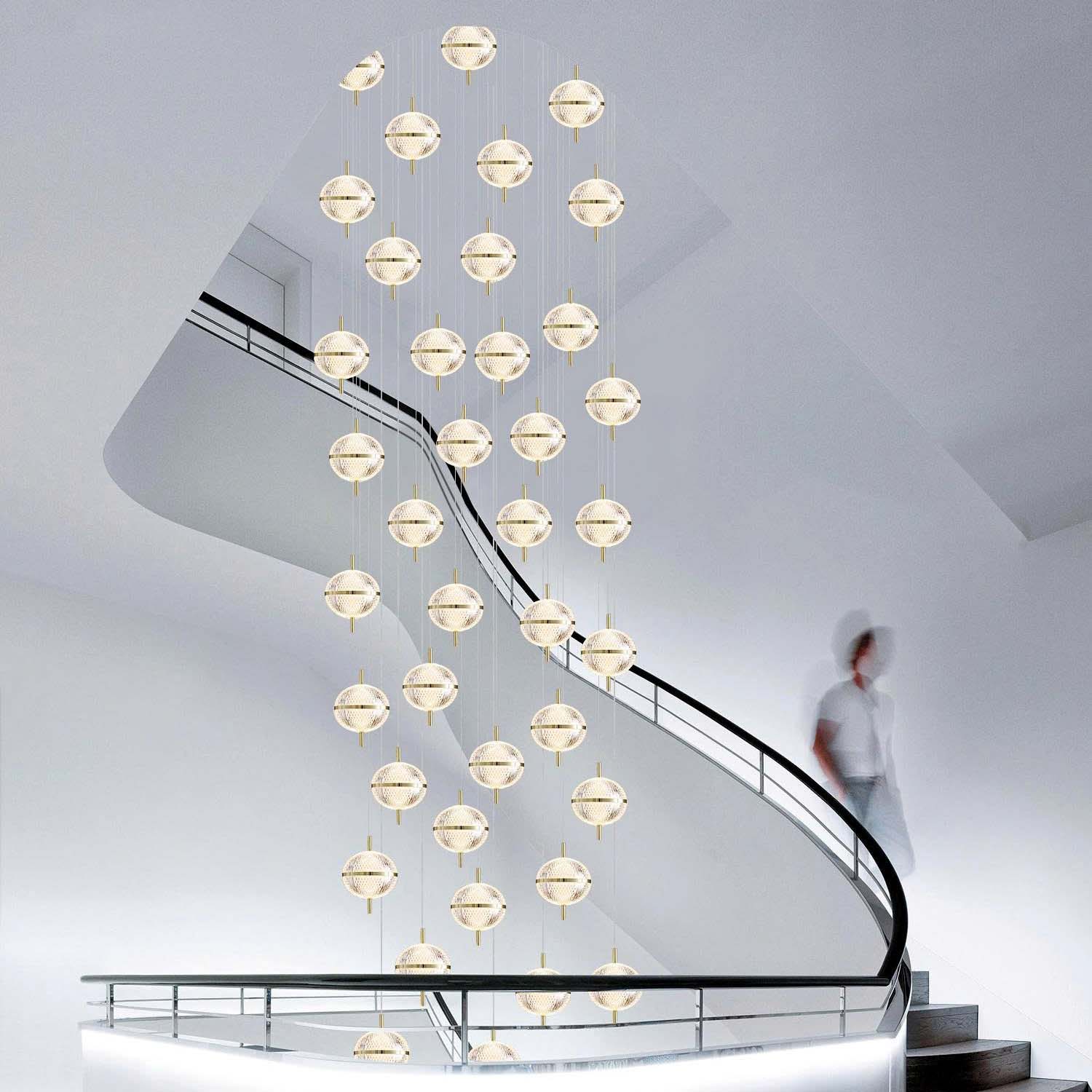 Đèn Chùm Hiện Đại Lắp Thông Tầng Phòng Khách, Cầu Thang Phong Cách Bắc Âu Cầu Kim Cương MA05786P-030