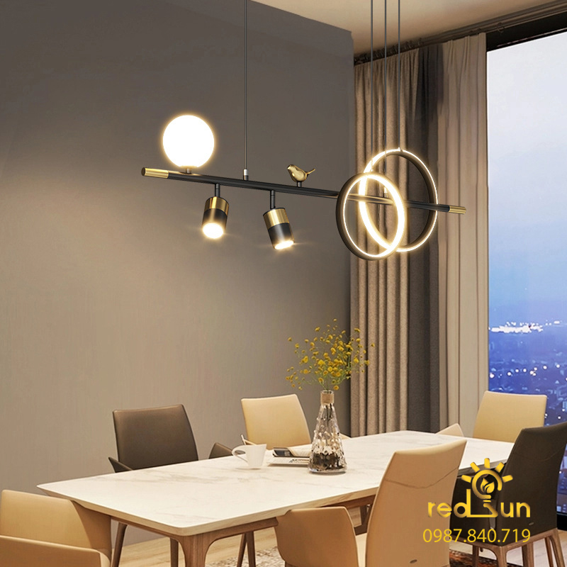 ĐÈN THẢ NGANG NGHỆ THUẬT 2 VÒNG LED CHIM MỚI DC-40