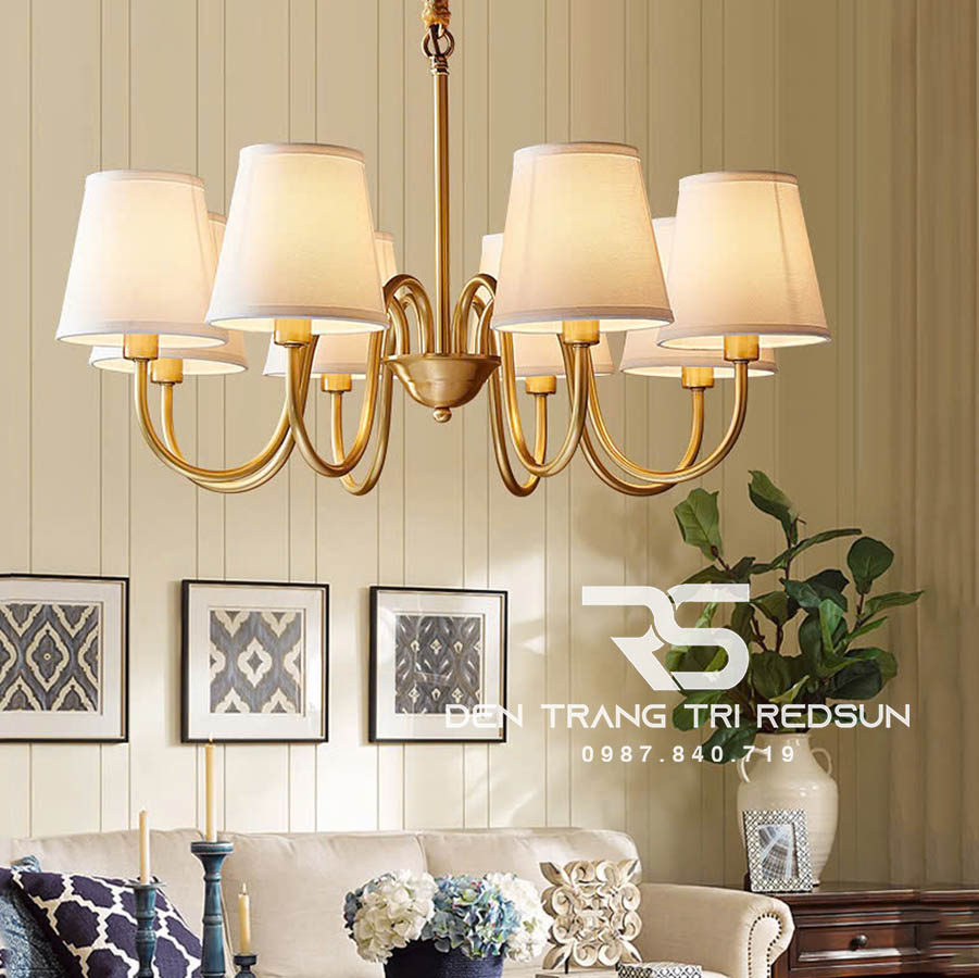 Đèn Chùm Phòng Khách Hiện Đại Phong Cách Indochine Khung Đồng DC-1027