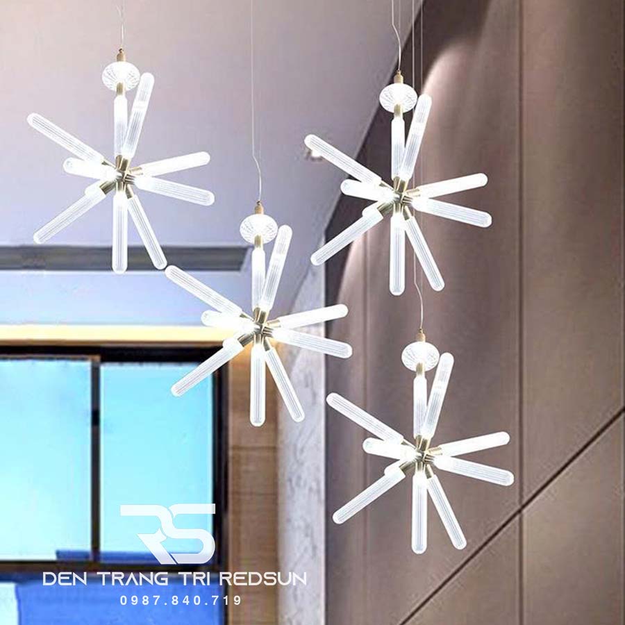 Đèn Chùm Trang Trí Phòng Khách, Phòng Ăn, Phòng Ngủ Ống Thủy Tinh Hình Sao DC-T105
