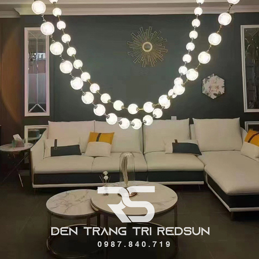 Đèn Chùm Lắp Thông Tầng, Sảnh Khách Sạn, Phòng Khách, Bàn Ăn Phong Cách Bắc Âu Hình Vòng Cổ Ngọc Trai DC-T089