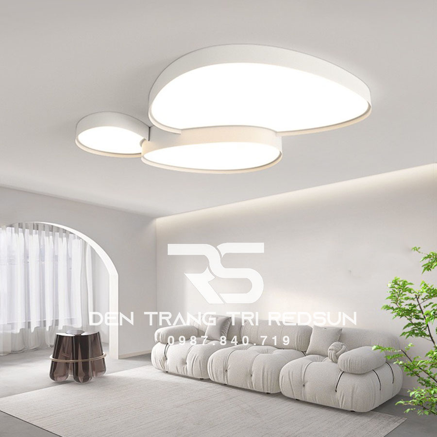 Đèn Mâm Ốp Trần Hiện Đại Phòng Khách, Phòng Ngủ Phong Cách Bắc Âu Chất Liệu Mica OT-018