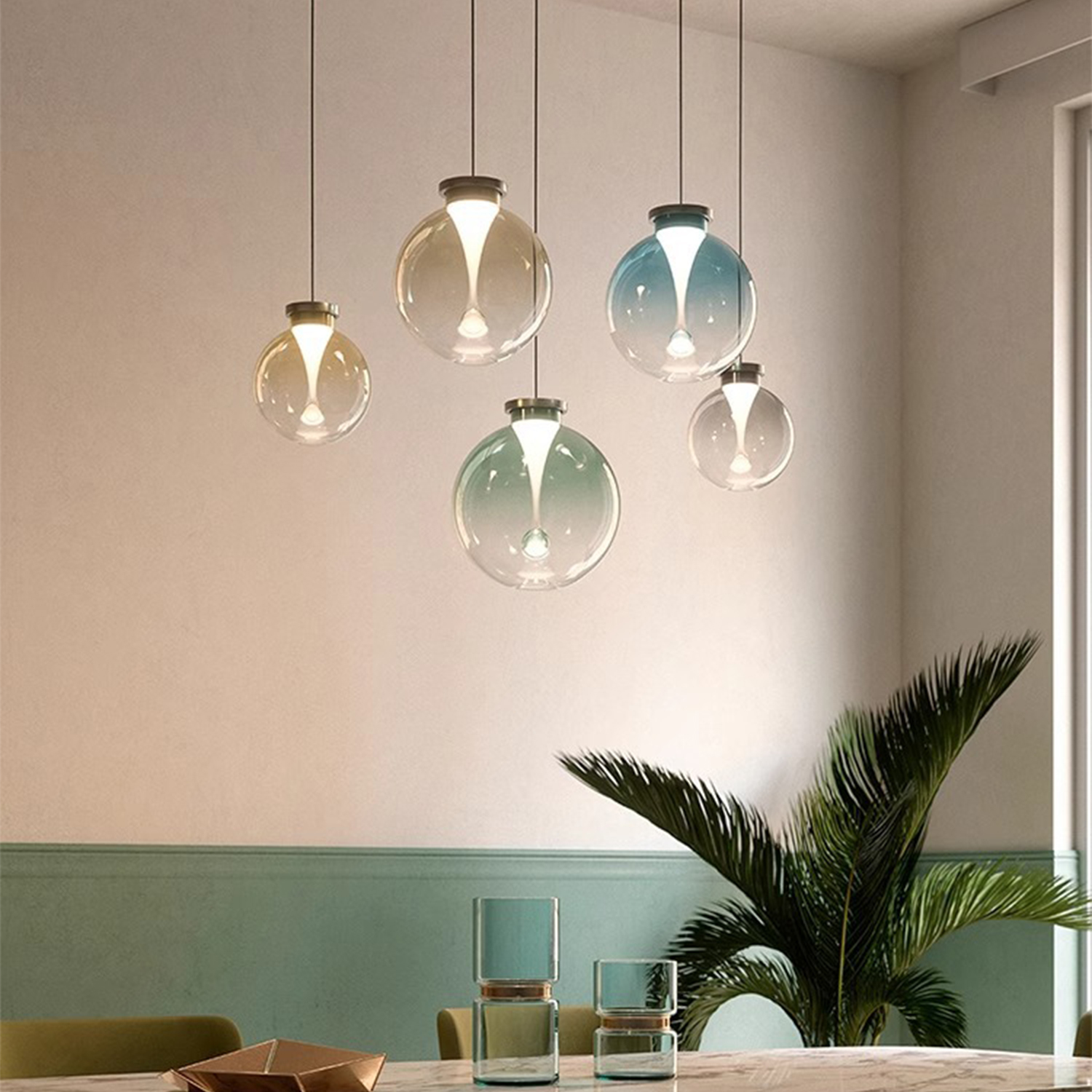 Đèn Thả Trần Phòng Ăn, Phòng Ngủ Phong Cách Bắc Âu Hiện Đại Cầu Thủy Tinh Hình Giọt Nước CDT-T070