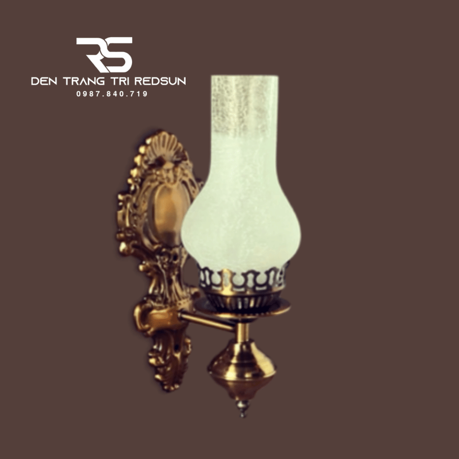 Đèn Tường Cổ Điển Giả Đèn Dầu Chao Thủy Tinh Trang Trí Phòng Khách, Phòng Ngủ, Cầu Thang DT-C123