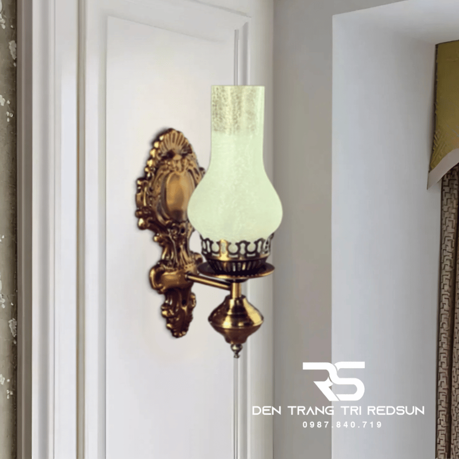 Đèn Tường Cổ Điển Giả Đèn Dầu Chao Thủy Tinh Trang Trí Phòng Khách, Phòng Ngủ, Cầu Thang DT-C123