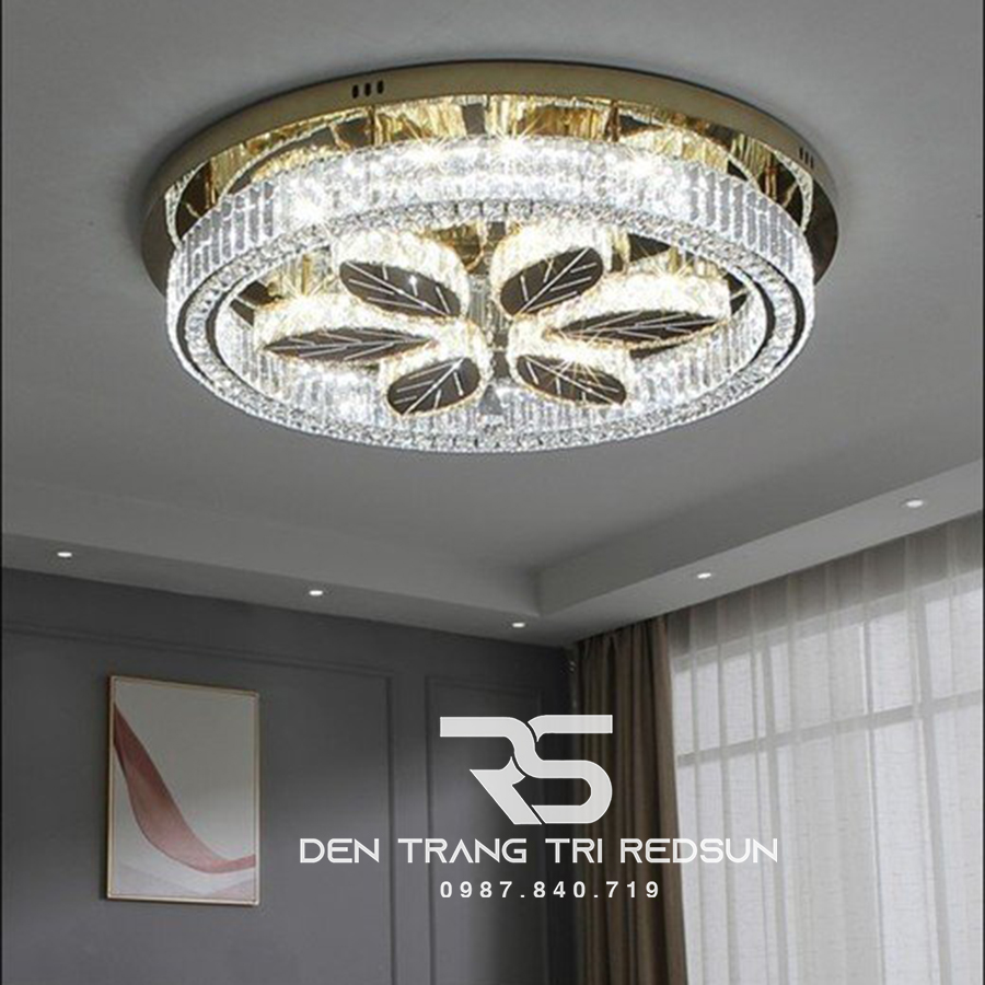 Đèn Mâm Mica Pha Lê Ốp Trần Phòng Khách Hiện Đại MKPL-083